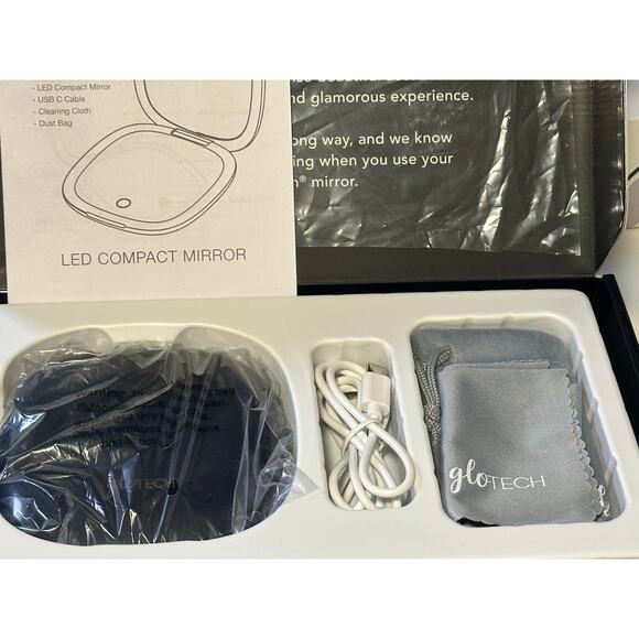 GloTech LED Compact Makeup Mirror - Black NEW in BOX - Picture 2 of 3